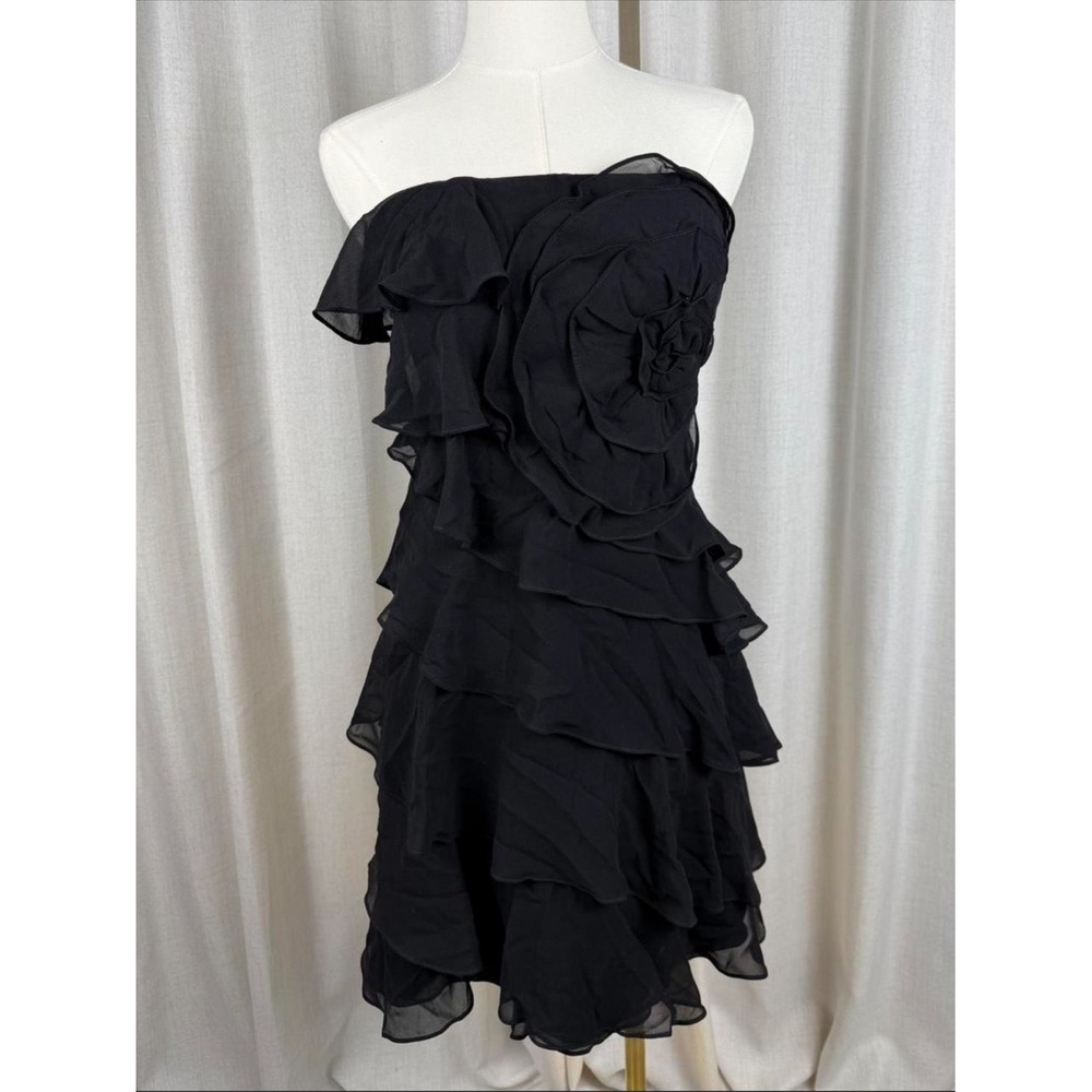Express Black Strapless Ruffle Cocktail Dress